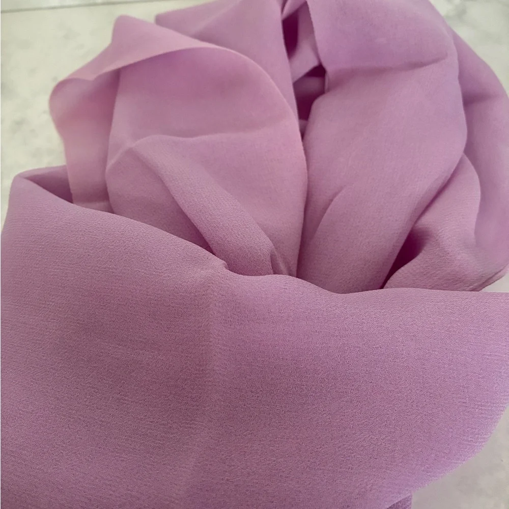 100% Silk Vintage Lavender Scarf with White Flower Embroidery